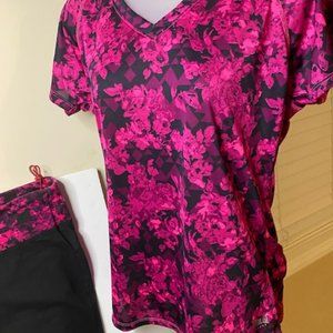 Everlast Yoga pants with matching top, pink and black, size L